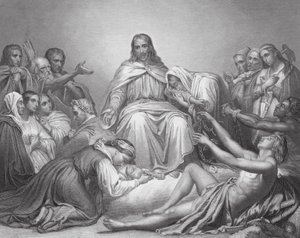 Kristus Trøsteren, Lukas, kapitel IV, vers 16, 21 (gravering) af Ary (after) Scheffer