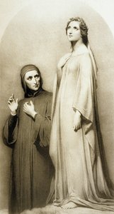 Dante og Beatrice (gravering) af Ary (after) Scheffer