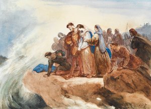 Illustration til balladen Der Taucher The Diver af Friedrich Schiller.