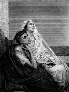 Saint Monique med Saint Augustin - på forsiden af ​​Saint Moniques historie af Abbe Bougaud, Librairie Poussielgue 1866 af Ary Scheffer