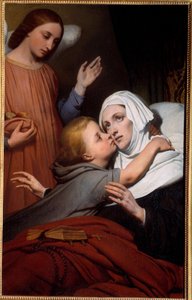 The Charitable Child Et lille barn giver et kys til en alliteret kvinde. Maleri af Ary Scheffer (1795-1858) 1840 Nantes, Musee des Beaux Arts af Ary Scheffer