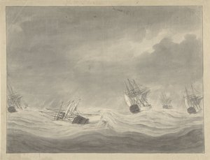 Forliset af skibet De Unie under kaptajn Graaf van Welderen i Nordsøen, 19. oktober 1782 af Ary van Wanum