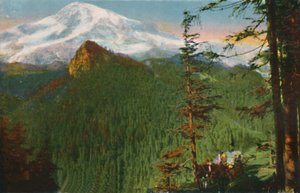 The Road at Rickseeker Point, Mount Rainier in the Distance, Washington, c1916