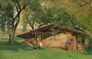 En hytte ved Chiemsee, 1872 (olie på kort)