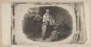 Seddelvignet med smed og smedje, ca. 1824-37.