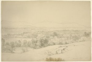 Landskab, Barrytown, New York, 1865 (grafit med stump på brunt papir)