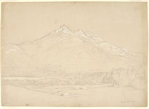 Mount Chocorua, New Hampshire, 1855 (grafit og hvid gouache på forberedt beige papir) af Asher Brown Durand