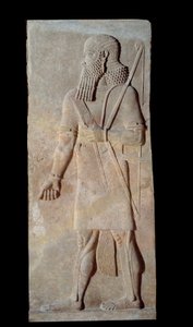 Art Mesopotamia (Assyrien): Kriger i våben fra hoffet til paladset til kongen af Assyrien Sargon II (721 - 705 f.Kr.). Paris, Musée du Louvre af Assyrian