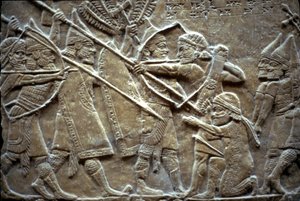 Ashurbanipal ved slaget ved Til-Tuba, 650-620 f.Kr af Assyrian