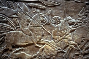 Ashurbanipal ved slaget ved Til-Tuba, 650-620 f.Kr af Assyrian