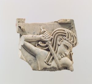 Cloisonné-møbelplade med en figur, der holder et sværd, ca. 9.–8. århundrede f.Kr. (elfenben) af Assyrian