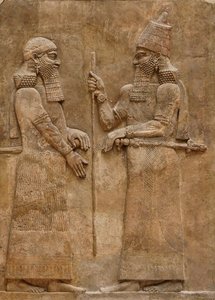 Sargon II og dignitær, relief fra kong Sargons palads i Khorsabad, ca. 716-713 f.Kr.