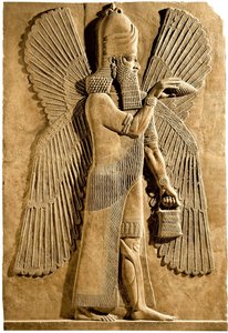 Bevinget ånd. Detalje af et relief fra den assyriske kong Sargon II