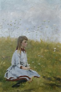 Pige i en blomstereng, ca. 1885 (olie på lærred)
