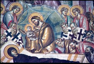 Detalje af Dormition of the Virgin fresco se 134450 & 231617