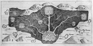 Tværsnit af jordskorpen gør det muligt for Athanasius Kircher at demonstrere oprindelsen af de termiske kilder af Athanasius Kircher