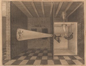 Magisk lanterne, der viser Døden fra Ars Magna Lucis, 1671.