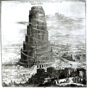 Babelstårnet, 1679 (gravering) (bw foto)