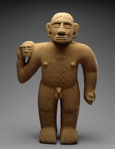 Stående kriger med trofæhoved, Costa Rica, sen periode V - tidlig periode VI, 700-1000 (vulkansten)
