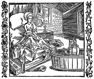 Kvinden og den badende eremit. af attributed to Albrecht Dürer