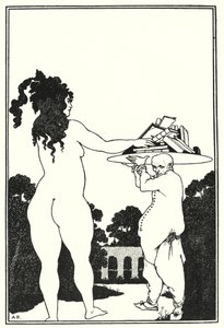 Aubrey Beardsleys bogplade (gravering) af Aubrey (after) Beardsley
