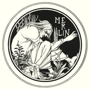 Merlin (gravering) af Aubrey (after) Beardsley