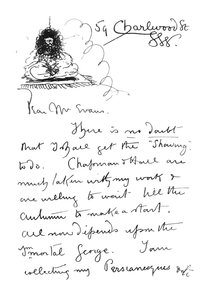1. side af autografisk brev til Frederick Evans, ca.1893 af Aubrey Beardsley