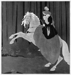 En kvinde, der sidder på en opvoksende hest, 1898. af Aubrey Beardsley