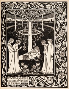 Hvordan fire dronninger fandt Launcelot sovende af Aubrey Beardsley