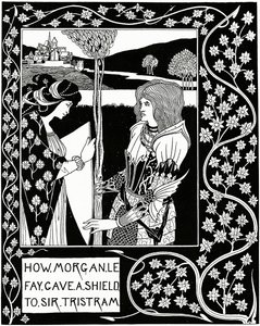 Hvordan Morgan le Fay gav et skjold til Sir Tristram, illustration fra 