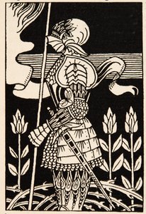 Ridder af Arthur, forbereder sig på at gå i kamp af Aubrey Beardsley