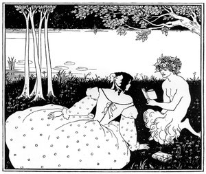 Pan læser for en kvinde ved en bæk, 1898. af Aubrey Beardsley