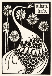 Påfugl, kapiteloverskrift af Aubrey Beardsley