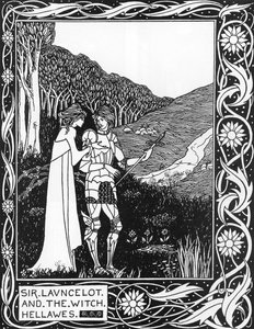 Sir Launcelot og heksen Hellawes (Lancelot og heksen Hellawes) Illustration af Aubrey Beardsley (1872-1898) fra Thomas Malorys "The Death of Arthur" af Aubrey Beardsley