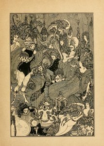 Låsens voldtægt. Illustration til The Cave of Spleen af Alexander Pope af Aubrey Beardsley