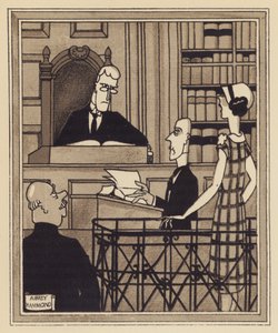 En politidomstol (litho) af Aubrey Hammond