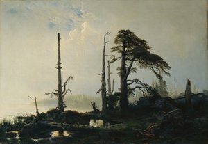 Sø i tåge (olie på lærred)