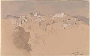 Ariccia Set fra den anden side af en dal af August Christian Geist