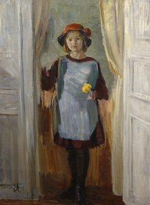 Pige i døråbningen (Maria Eiebakke) 1918 (olie på lærred)