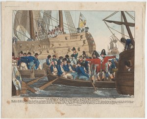 Napoleon Bonaparte som fange af englænderne bringes fra Bellerophon til Northumberland den 8.