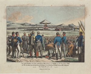 Den store fest for de tre allierede monarker i Teplitz Teplice den 2. september 1813 af August Friedrich Andreas Campe