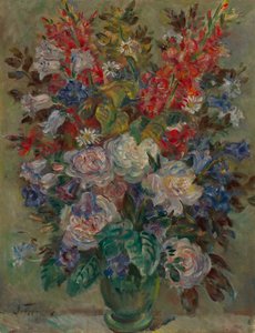 Blomsterstilleben (olie på lærred) af August Hermann Fricke