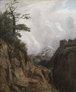 Æselrytter i højbjerglandskab af August Holmberg