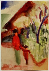 Er Schweizerhaus af August Macke