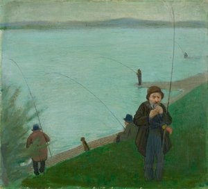 Lystfiskere ved Rhinen af August Macke