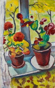Blomster ved vinduet - Begonier i potter I af August Macke