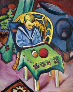Dreng med bog og legetøj, 1912 af August Macke