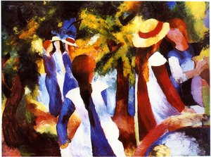 Piger under træer af August Macke