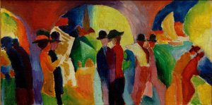 Kolonnade med sejlbåd I. af August Macke