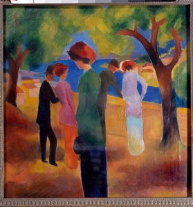 Dame med den grønne jakke Maleri af August Macke (1887-1914) 1913 Bonn, Kunstmuseum af August Macke